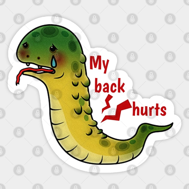 Funny Snake, My Back Hurts. Sticker by Traditional-pct